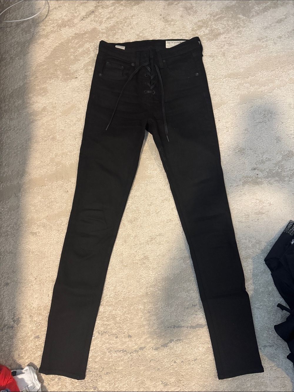 rag & bone Black Lace-Up Skinny Jeans